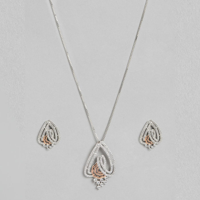 Dual Radiance CZ Dual Tone-Plated 925 Sterling Silver Jewelry Set