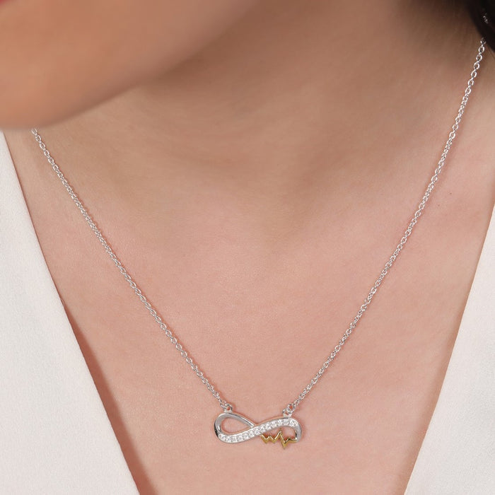 Dual Radiance CZ Rhodium & Gold-Plated 925 Sterling Silver Necklace