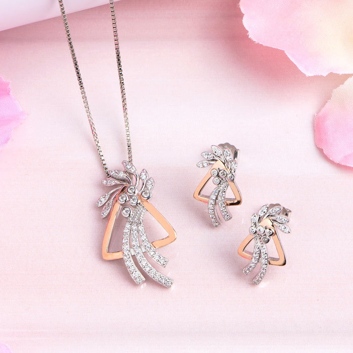 Dual Radiance Floral Dual Tone-Plated 925 Sterling Silver Jewelry Set