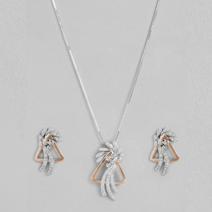 Dual Radiance Floral Dual Tone-Plated 925 Sterling Silver Jewelry Set
