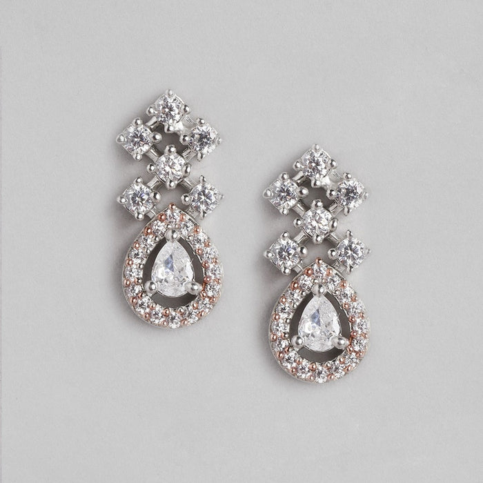 Dual Radiance Rhodium & Rose Gold-Plated CZ Sterling Silver Stud Earrings