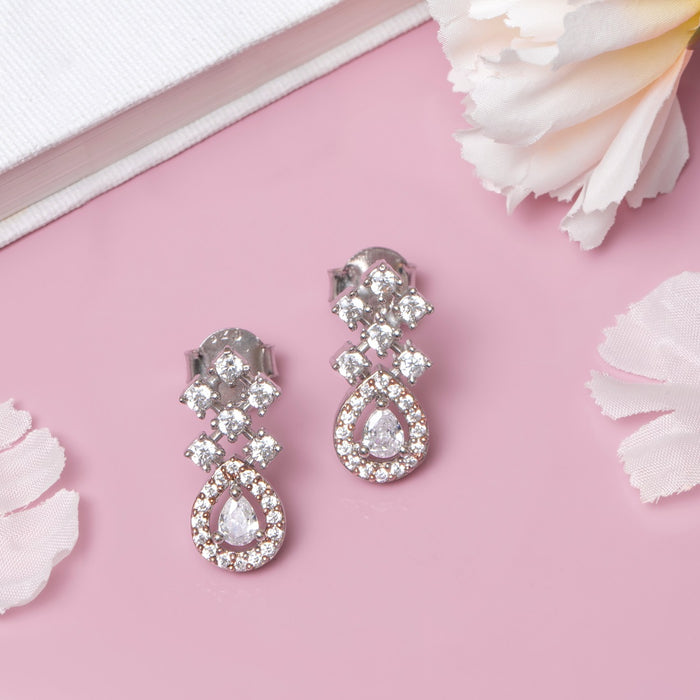 Dual Radiance Rhodium & Rose Gold-Plated CZ Sterling Silver Stud Earrings