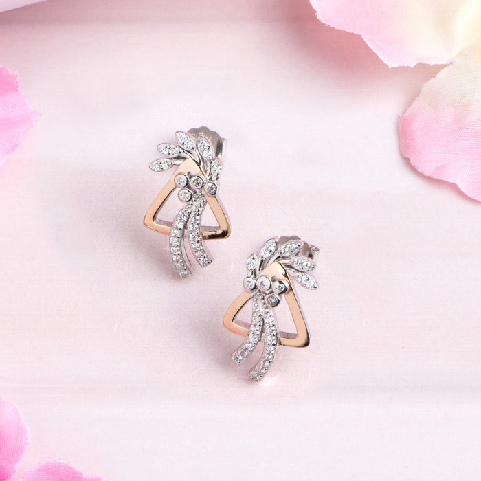 Dual Radiance Sparkle CZ Dual-Tone Plated 925 Sterling Silver Earrings