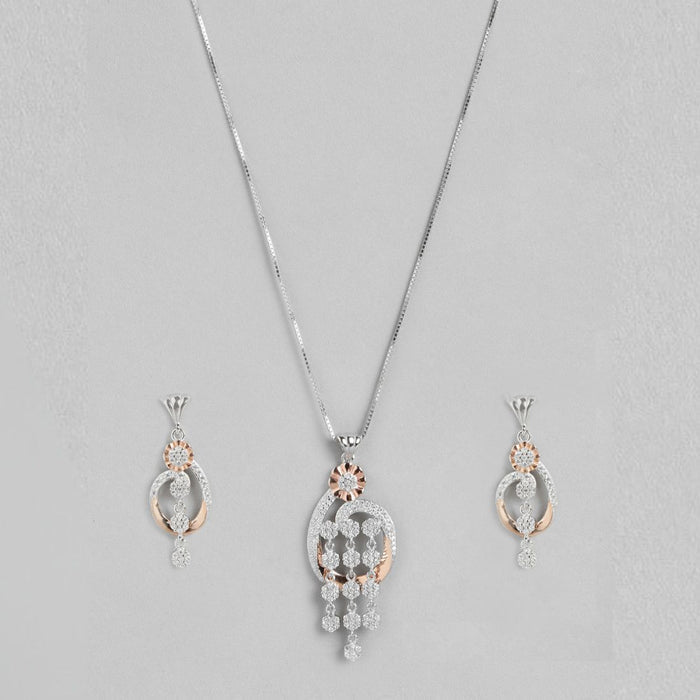 Dual Radiance Sparkle Dual Tone-Plated 925 Sterling Silver Jewelry Set