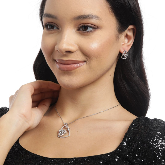 Dual Radiance Triangle Dual Tone-Plated 925 Sterling Silver Jewelry Set