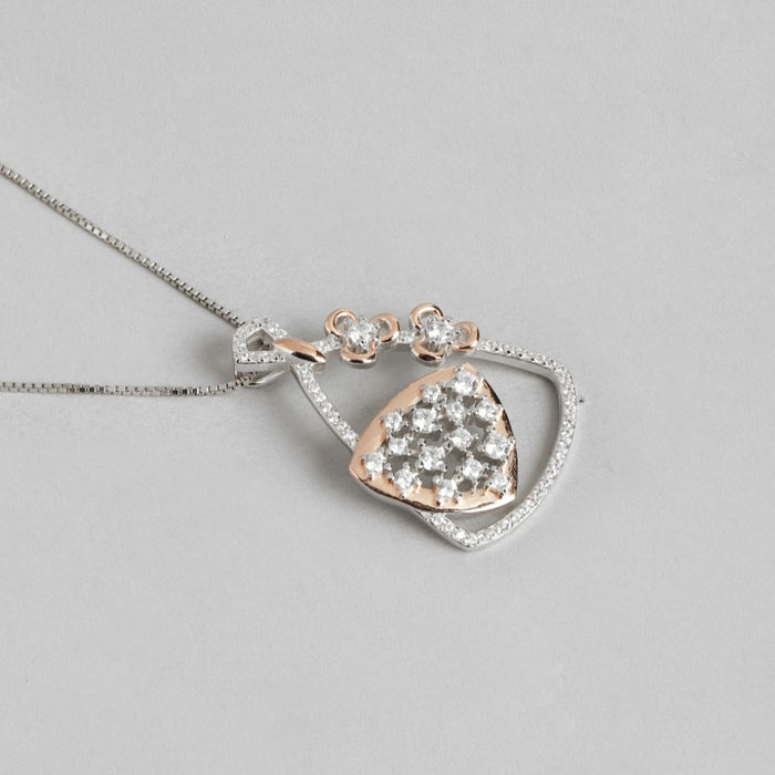 Dual Radiance Triangle Dual Tone-Plated 925 Sterling Silver Jewelry Set