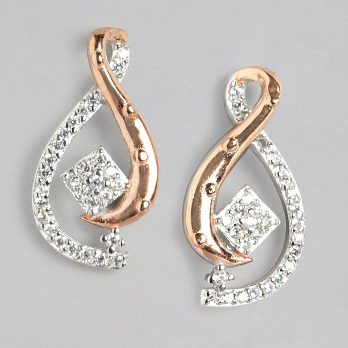 Dual Radiance Two-Tone CZ Plated 925 Sterling Silver Earrings