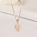 Dual Square Delight CZ Rose Gold-Plated 925 Sterling Silver Pendant with Chain
