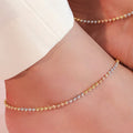 Dual Tone Beaded 925 Sterling Silver Anklet