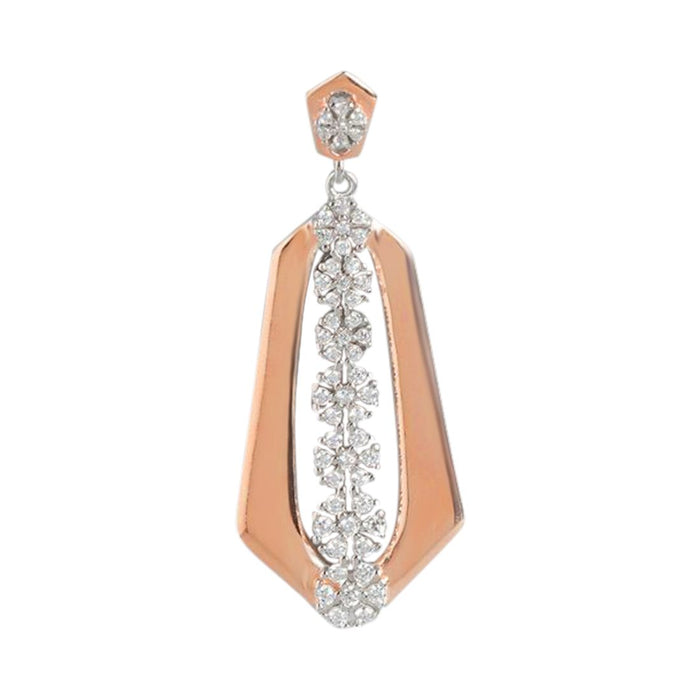 Dual Tone Floral CZ Blossom Abstract 925 Sterling Silver Pendant with Chain