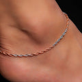 Dual Tone Helix 925 Sterling Silver Anklet
