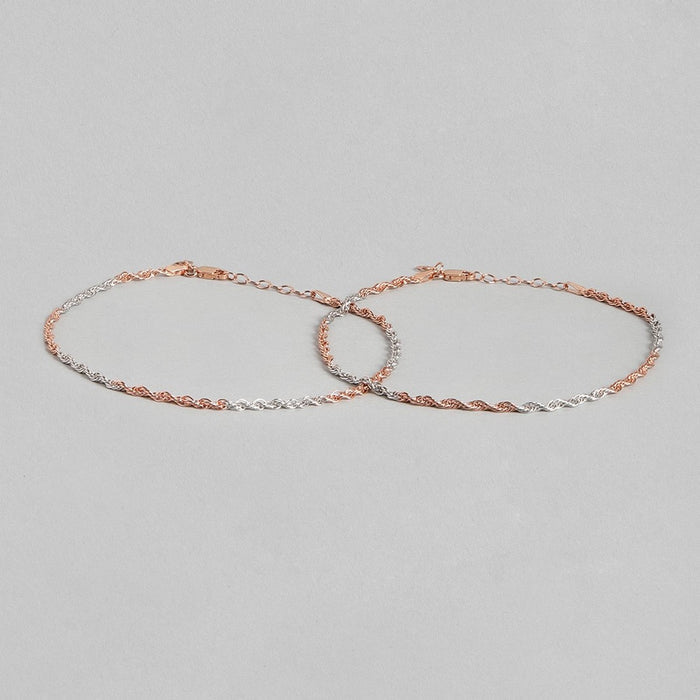 Dual Tone Helix 925 Sterling Silver Anklet