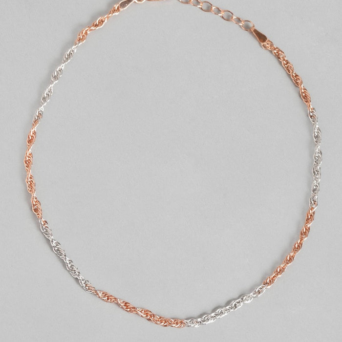 Dual Tone Helix 925 Sterling Silver Anklet