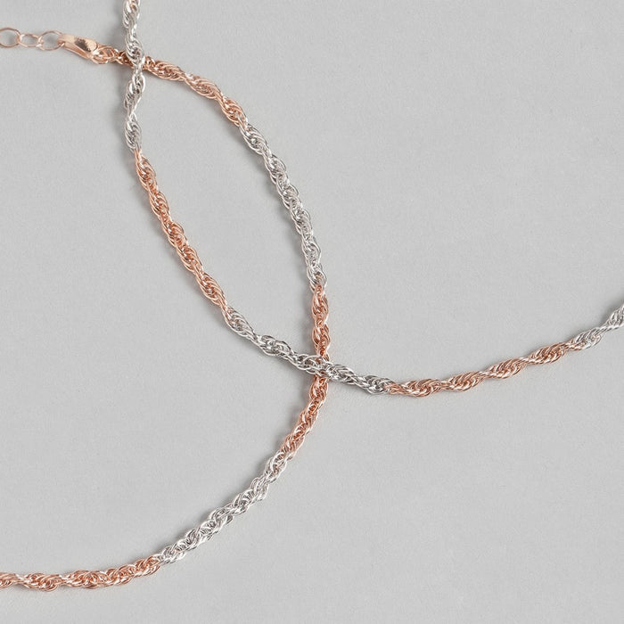Dual Tone Helix 925 Sterling Silver Anklet