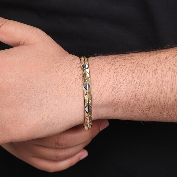 Dual-Tone Majesty Gold & Rhodium Plated 925 Sterling Silver Male Kada