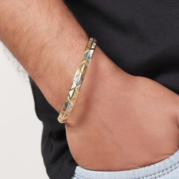 Dual-Tone Majesty Gold & Rhodium Plated 925 Sterling Silver Male Kada