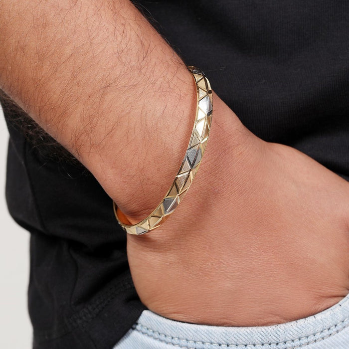 Dual-Tone Majesty Gold & Rhodium Plated 925 Sterling Silver Male Kada