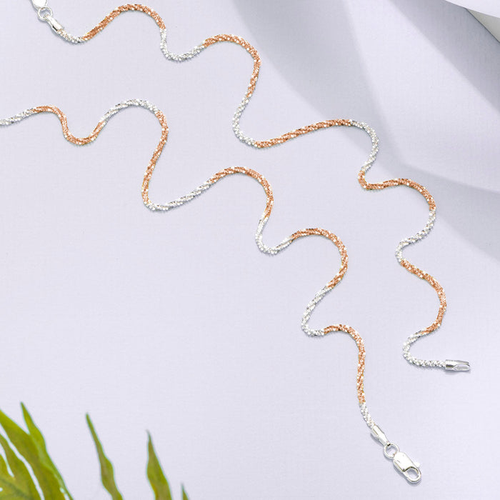 Dual-Tone Weave Chain 925 Sterling Silver Anklet