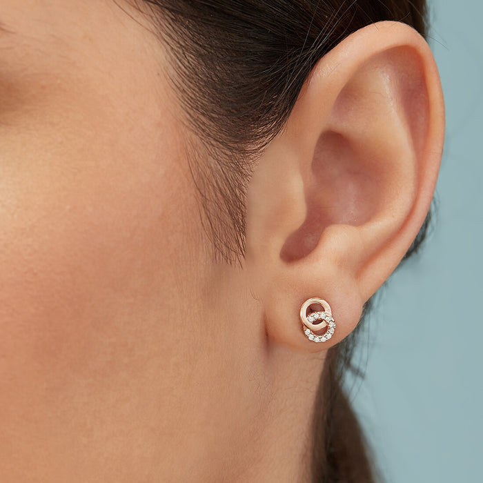 Duality in Rose Gold 925 Sterling Silver Jewelry Set with Twin Circles