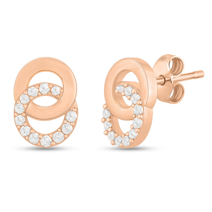 Duality in Rose Gold 925 Sterling Silver Jewelry Set with Twin Circles