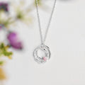 Duo Circle Pink CZ 925 Sterling Silver Necklace