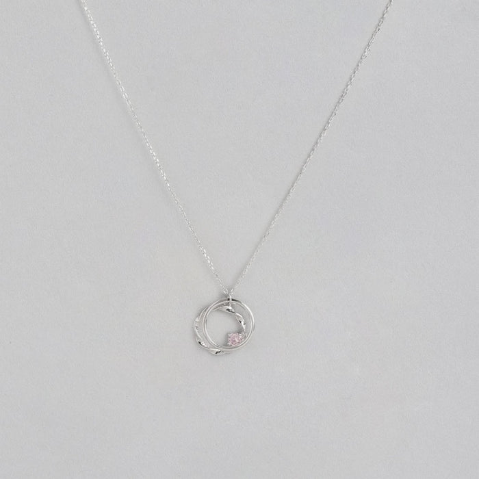 Duo Circle Pink CZ 925 Sterling Silver Necklace
