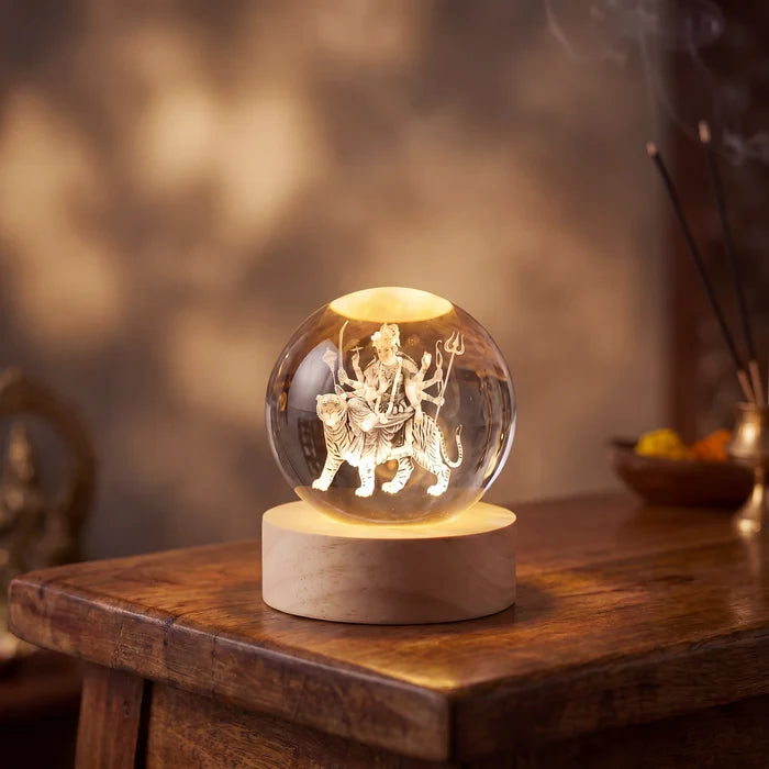 Durga Mata 3D Crystal Ball