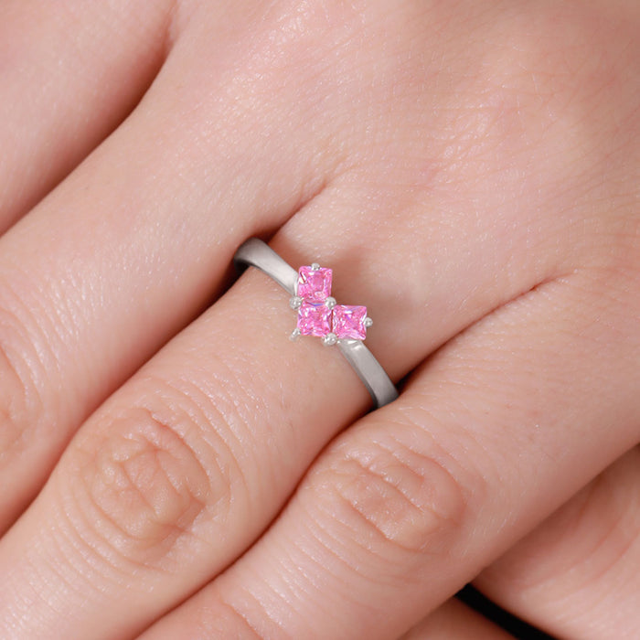 Dusty Pink Heart 925 Sterling Silver Ring for Women Gift Hamper