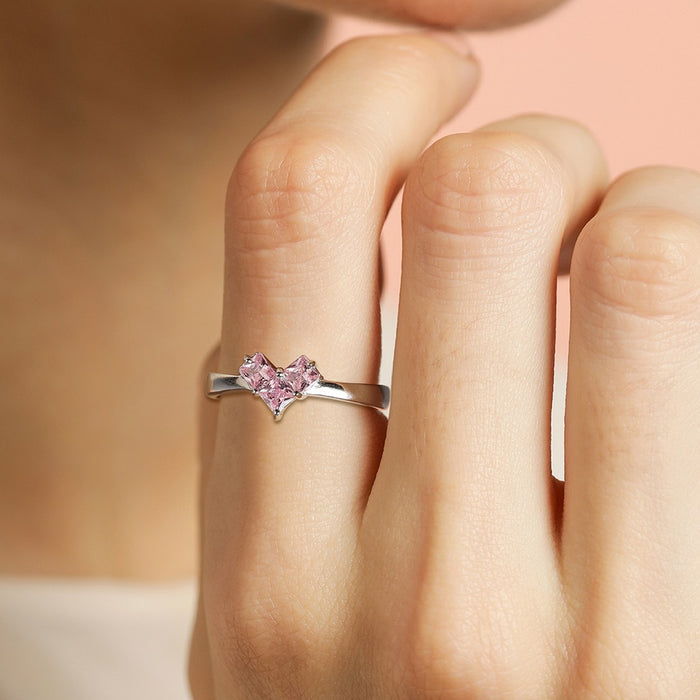 Dusty Pink Heart 925 Sterling Silver Ring for Women Gift Hamper