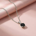 Eclipse Black Rhodium-Plated 925 Silver Pendant with Link Chain