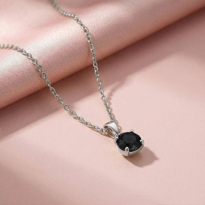 Eclipse Black Rhodium-Plated 925 Silver Pendant with Link Chain
