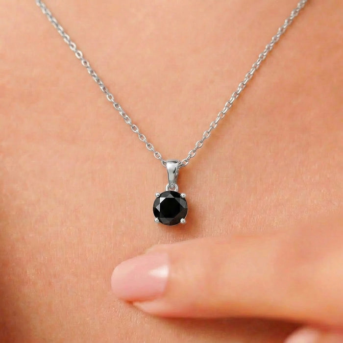 Eclipse Black Rhodium-Plated 925 Silver Pendant with Link Chain