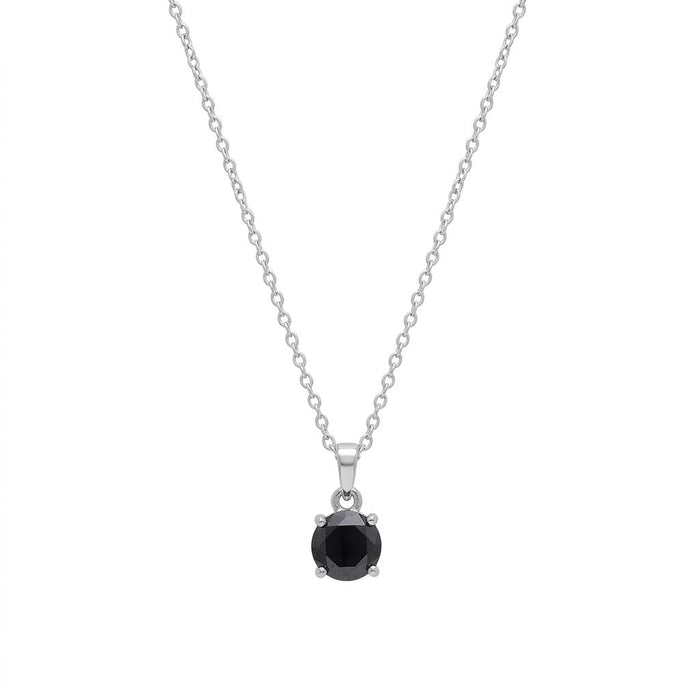 Eclipse Black Rhodium-Plated 925 Silver Pendant with Link Chain
