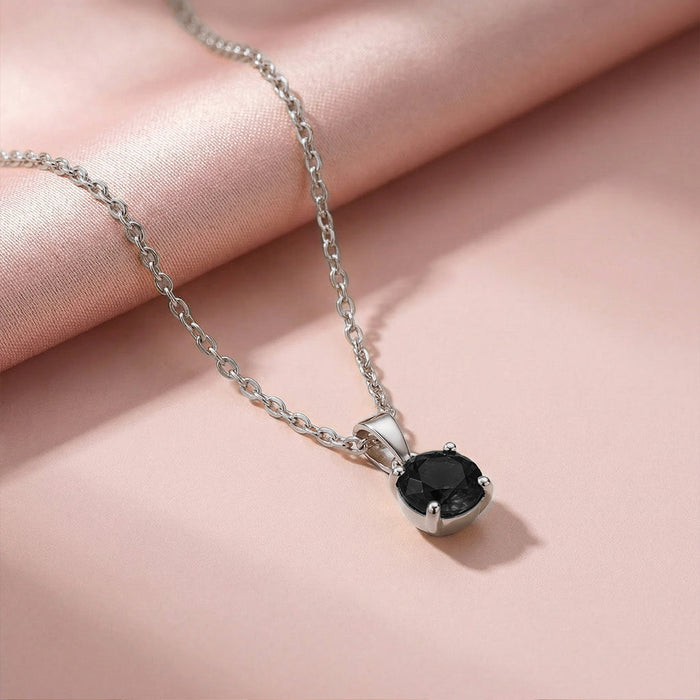 Eclipse Black Rhodium-Plated 925 Silver Pendant with Link Chain