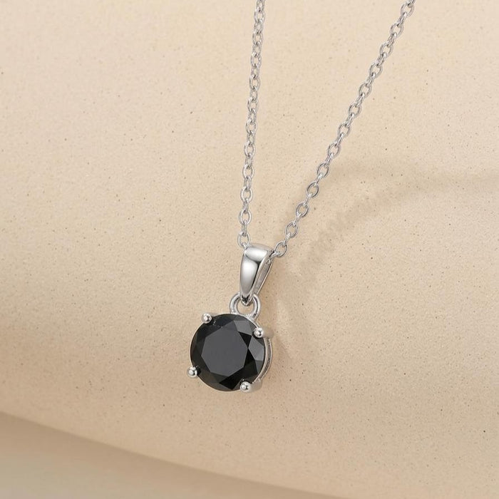 Eclipse Black Rhodium-Plated 925 Silver Pendant with Link Chain