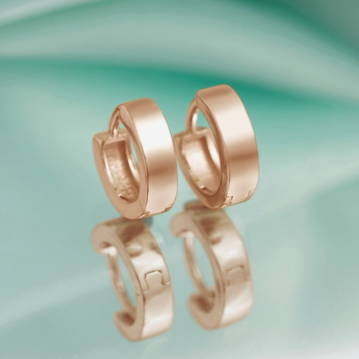 Ela 925 Silver Hoop Earrings In Rose Gold