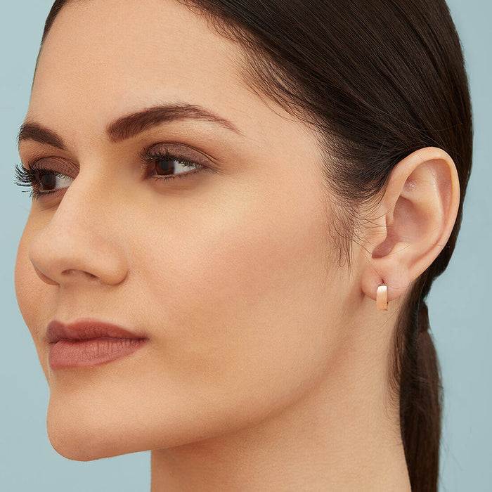 Ela 925 Silver Hoop Earrings In Rose Gold