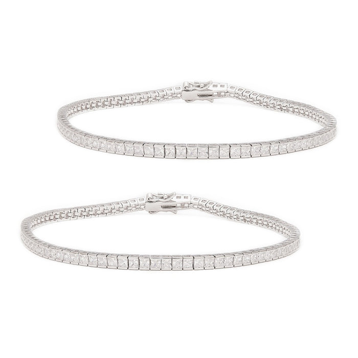 Elegance CZ Rhodium Plated 925 Sterling Silver Anklet