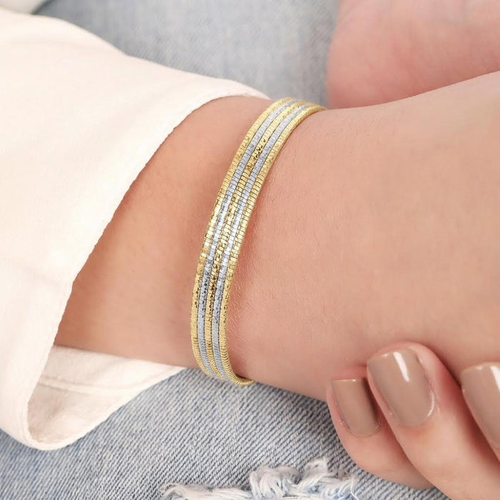 Elegance in Lines Dual Plated 925 Sterling Silver Five-Line Bracelet