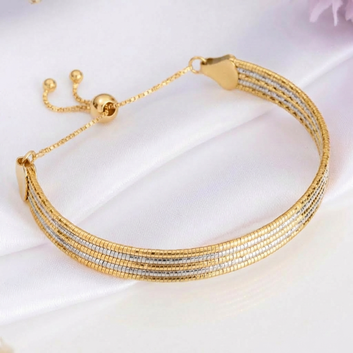 Elegance in Lines Dual Plated 925 Sterling Silver Five-Line Bracelet