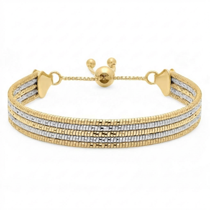 Elegance in Lines Dual Plated 925 Sterling Silver Five-Line Bracelet