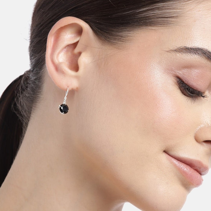 Elegance Rhodium Plated 925 Sterling Silver Circle Earrings
