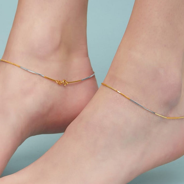 Elegant 925 Sterling Silver Dual Tone Plated Anklet