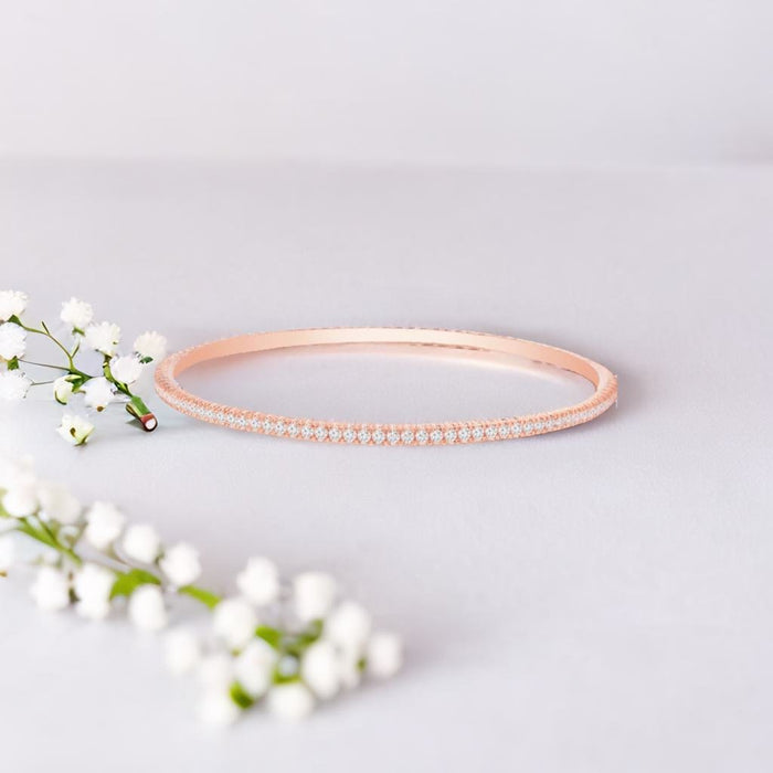 Elegant 925 Sterling Silver Rose Gold Plated Bangles