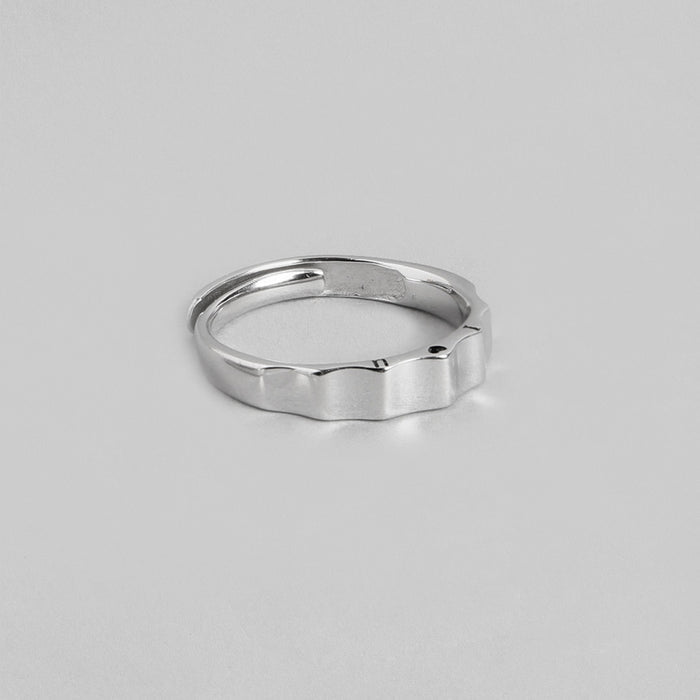 Elegant Band Rhodium Plated 925 Sterling Silver Women Ring (Adjustable)
