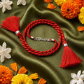 Elegant Bhabhi With Heart Charm Rhodium-Plated Thread Rakhi For Her