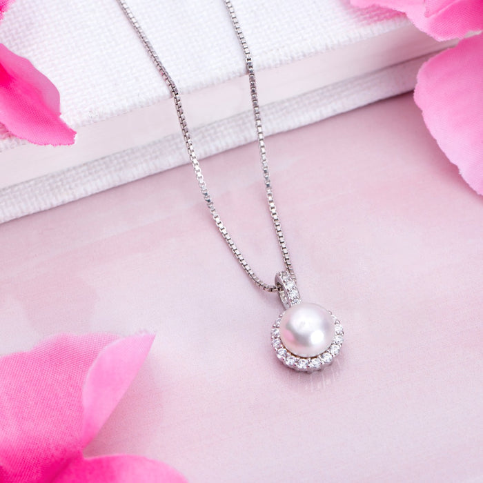 Elegant Circle Rhodium Plated 925 Sterling Silver Pendant