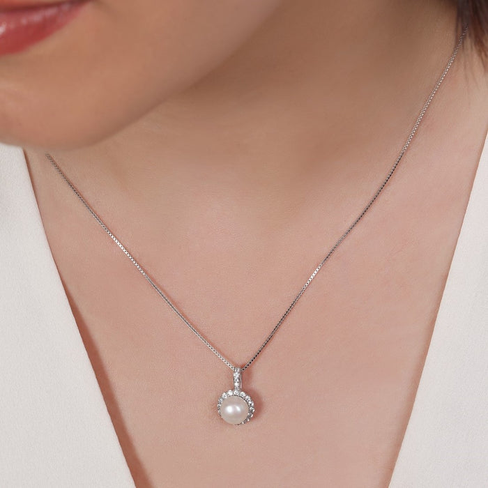 Elegant Circle Rhodium Plated 925 Sterling Silver Pendant