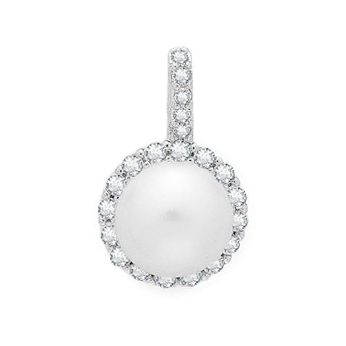 Elegant Circle Rhodium Plated 925 Sterling Silver Pendant