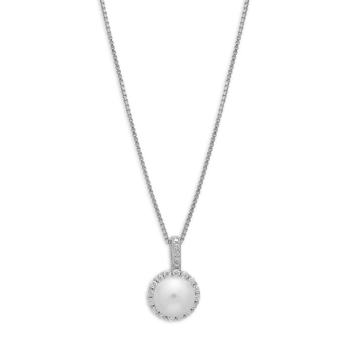 Elegant Circle Rhodium Plated 925 Sterling Silver Pendant